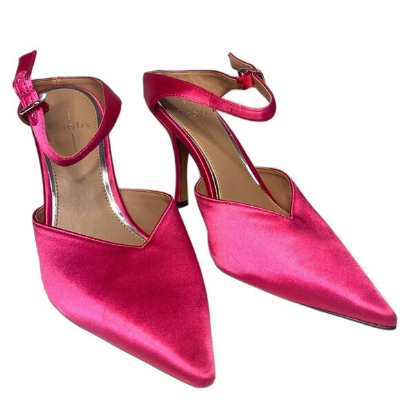Linea Paola Pointed pumps in Fuschia Pink Satin - Picture 1 of 4